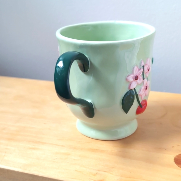 NWT Anthropologie Faye Mug Mint Green Floral Ceramic Mug - Picture 6 of 7